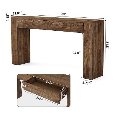 Solid Wood Console Table with Drawers for Hallway or Behind Sofa