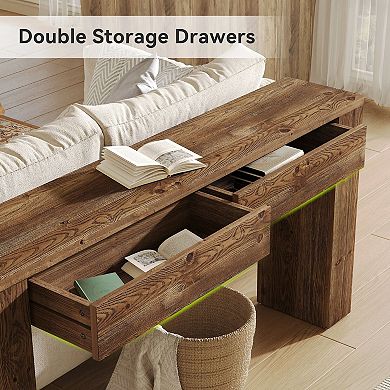 Solid Wood Console Table with Drawers for Hallway or Behind Sofa