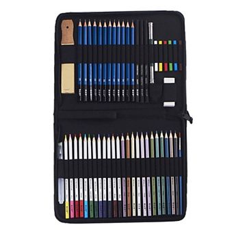 51 pc Professional Drawing Pencil Set Sketch Charcoal Art Kit with Case