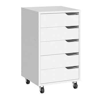 5-Drawer Rolling File Cabinet with Swivel Casters and Wide Top for Office