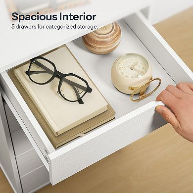 5-Drawer Rolling File Cabinet with Swivel Casters and Wide Top for Office