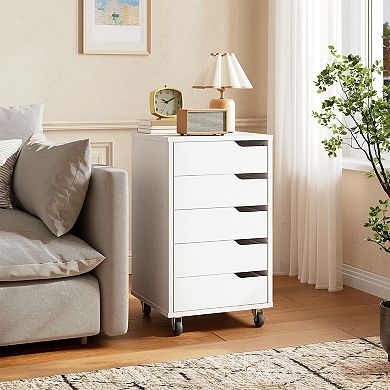 5-Drawer Rolling File Cabinet with Swivel Casters and Wide Top for Office