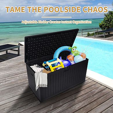 Extra Large Deck Storage Box with Lockable Lid for Patio Cushions, Garden Tools, and Accessories