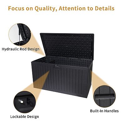 Extra Large Deck Storage Box with Lockable Lid for Patio Cushions, Garden Tools, and Accessories