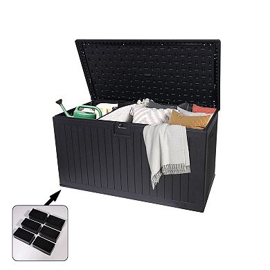 Extra Large Deck Storage Box with Lockable Lid for Patio Cushions, Garden Tools, and Accessories