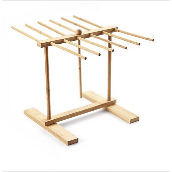 Great Ambitions Pasta Drying Rack with Transfer Wand, 12-Bar Stand for Drying & Storing