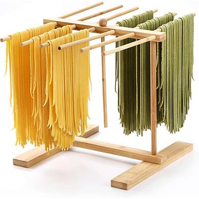 Great Ambitions Pasta Drying Rack with Transfer Wand, 12-Bar Stand for Drying & Storing