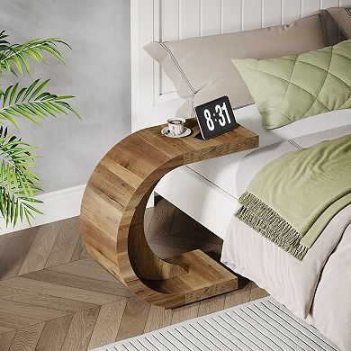 C-Shaped End Table with Slide-Under Design for Sofa, Bed, or Small Spaces