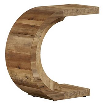 C-Shaped End Table with Slide-Under Design for Sofa, Bed, or Small Spaces