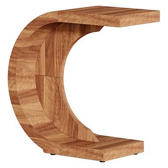 C-Shaped End Table with Slide-Under Design for Sofa, Bed, or Small Spaces