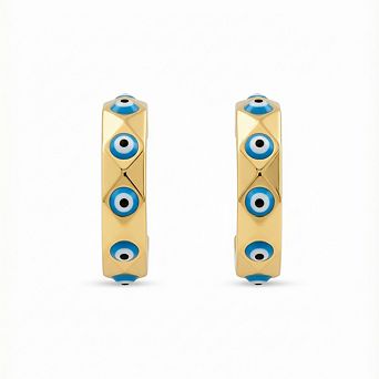 The Collective by DBJ Evil Eye Hoop Earrings with Blue Enamel