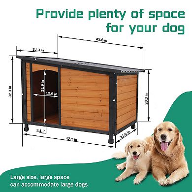 IFMALL Outdoor Indoor Weatherproof Large Dog Kennel with Removable Floor