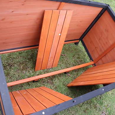 IFMALL Outdoor Indoor Weatherproof Large Dog Kennel with Removable Floor