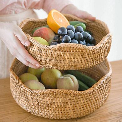 Handmade Rattan Bread Basket Decorative Bowl