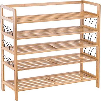 5 tier Slatted Wooden Shoe Organizer