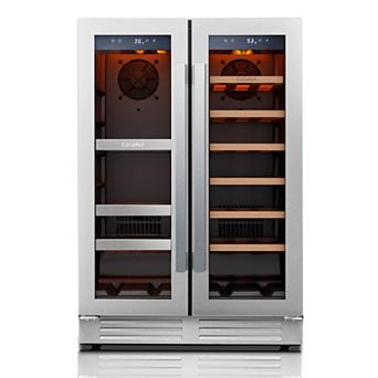 24 inch Wine Cooler Beverage Refrigerator, Hold 60 Cans and 20 Bottles Dual Zone
