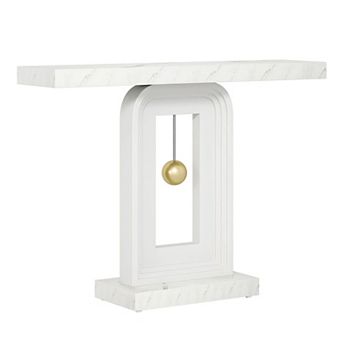 Slim Entryway Table with Faux Marble Top and Frame, Narrow Sofa Table for Small Spaces