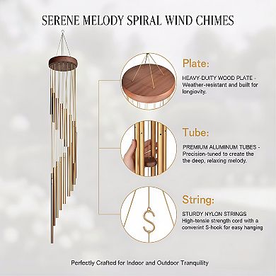 36 Inch Memorial Wind Chimes, Outdoor with S Hook for Garden Decoration