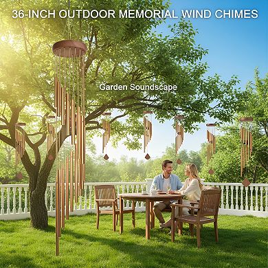 36 Inch Memorial Wind Chimes, Outdoor with S Hook for Garden Decoration