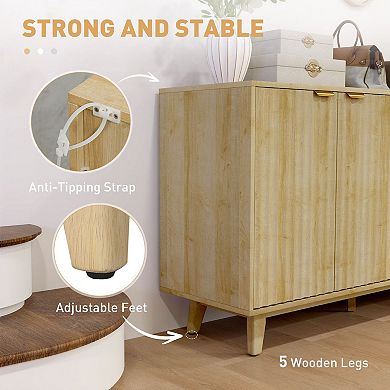 Modern Buffet Cabinet with Fluted Panels & Adjustable Storage Shelves