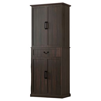 Freestanding Kitchen Storage Cabinet with Sensor Light, Door Racks and Large Drawer