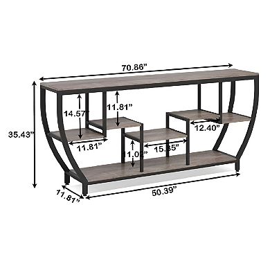Industrial Sofa Table with 7 Tier Shelves, Narrow Console Table for Entryway or Living Room
