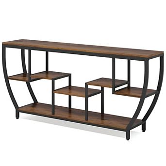 Industrial Sofa Table with 7 tier Shelves, Narrow Console Table for Entryway or Living Room