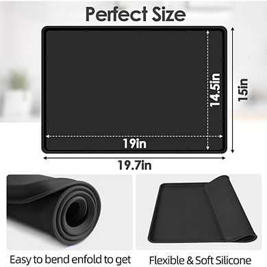 Great Ambitions 19.7"x15" Silicone Coffee Maker Mat with Raised Edge,Heavy Duty Countertop Protector