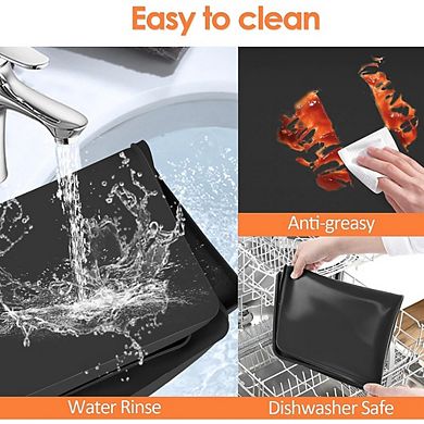Great Ambitions 19.7"x15" Silicone Coffee Maker Mat with Raised Edge,Heavy Duty Countertop Protector