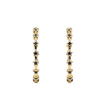 The Collective by DBJ Star-link Gold Hoop Earrings with Blue Zirconia