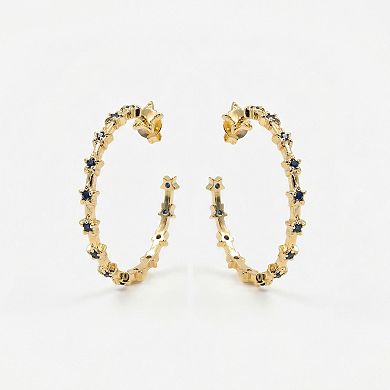 The Collective by DBJ Star-link Gold Hoop Earrings with Blue Zirconia