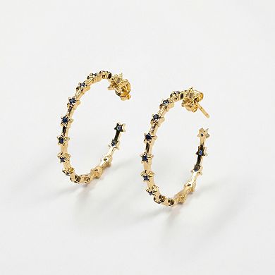 The Collective by DBJ Star-link Gold Hoop Earrings with Blue Zirconia