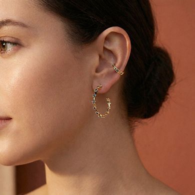The Collective by DBJ Star-link Gold Hoop Earrings with Blue Zirconia