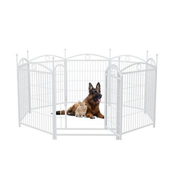IFMALL Indoor Outdoor Foldable Metal Pet Playpen with Doors for Exercise