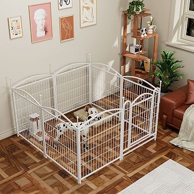 IFMALL Indoor Outdoor Foldable Metal Pet Playpen with Doors for Exercise