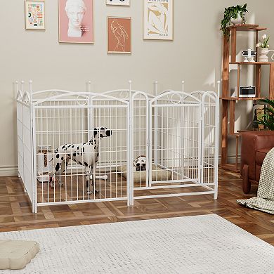 IFMALL Indoor Outdoor Foldable Metal Pet Playpen with Doors for Exercise