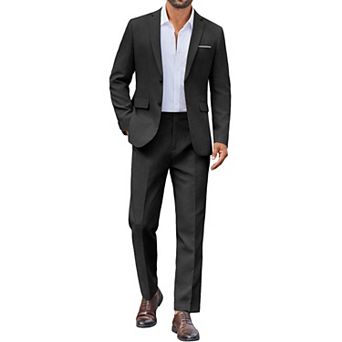COOFANDY Classic Fit Suits for Men 2 pc Suit Two Button Soild Jacket Pants Set Wedding Prom