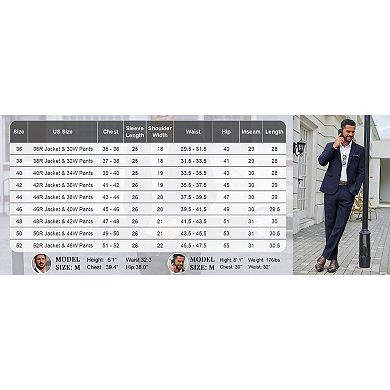 COOFANDY Classic Fit Suits for Men 2 Piece Suit Two Button Soild Jacket Pants Set Wedding Prom