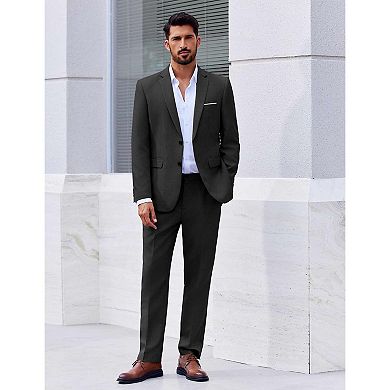COOFANDY Classic Fit Suits for Men 2 Piece Suit Two Button Soild Jacket Pants Set Wedding Prom