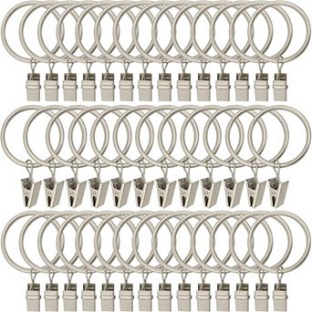 40 Pack Metal Curtain Rings with Clips, Drapery Clips Hooks, Decorative Curtain Rod Clips
