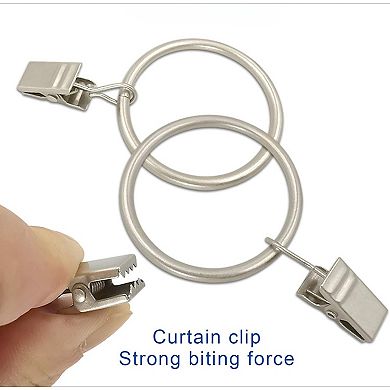 40 Pack Metal Curtain Rings with Clips, Drapery Clips Hooks, Decorative Curtain Rod Clips