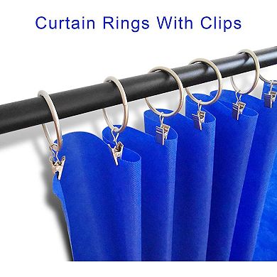 40 Pack Metal Curtain Rings with Clips, Drapery Clips Hooks, Decorative Curtain Rod Clips