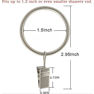 40 Pack Metal Curtain Rings with Clips, Drapery Clips Hooks, Decorative Curtain Rod Clips
