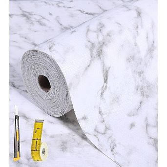 Great Ambitions 2-Layer Waterproof Non-Slip Drawer Liner, 12"x20'ft, Marble Design