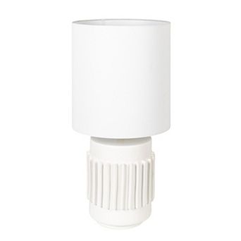 Hello Honey Stoneware Table Lamp with Raised Design, Ivory Glaze