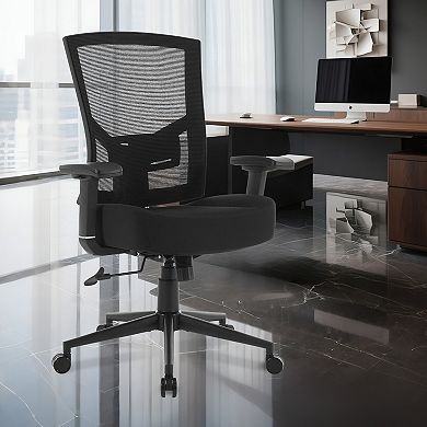 Black Office Chair Ergonomic Mesh Desk Chair Widen 3D Cushion for Reading, Gaming