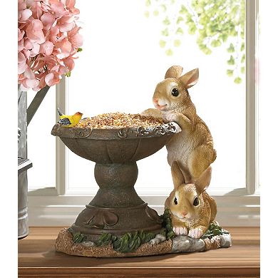 Zingz Home Playful Bunnies Bird Feeder 10x6.5x10.5"