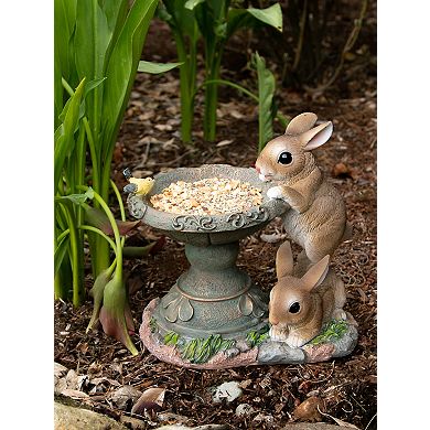 Zingz Home Playful Bunnies Bird Feeder 10x6.5x10.5"