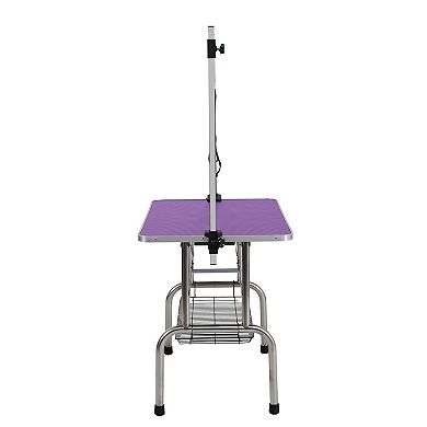 IFMALL 42 Inch Folding Pet Grooming Table with Adjustable Arm and Storage