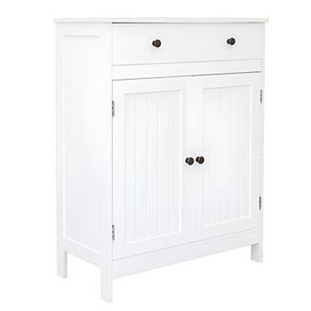 Double-Door Storage Cabinet with Adjustable Shelf Floor Cabinet for Bathroom or Kitchen